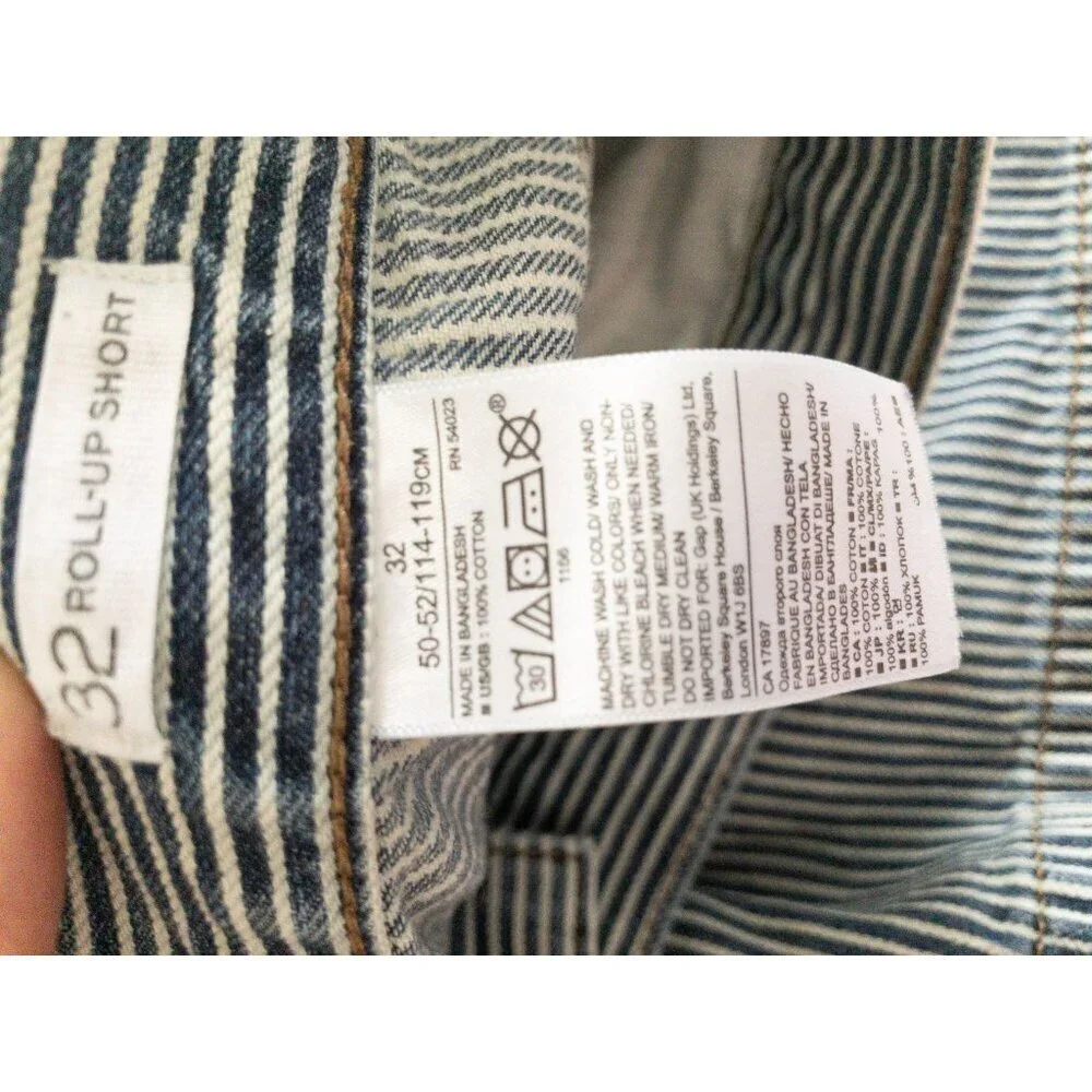 Banana Republic Blue & White Striped Cotton Roll-Up Shorts Size 32 - Picture 5 of 6